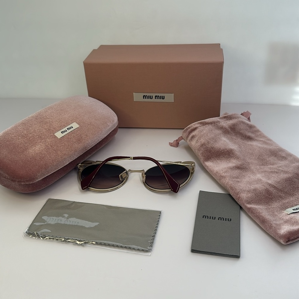 💯- New Authentic Miu Miu MU 57TS HB5GR0* 3N Metal Women Noir sunglasses - Picture 13 of 16